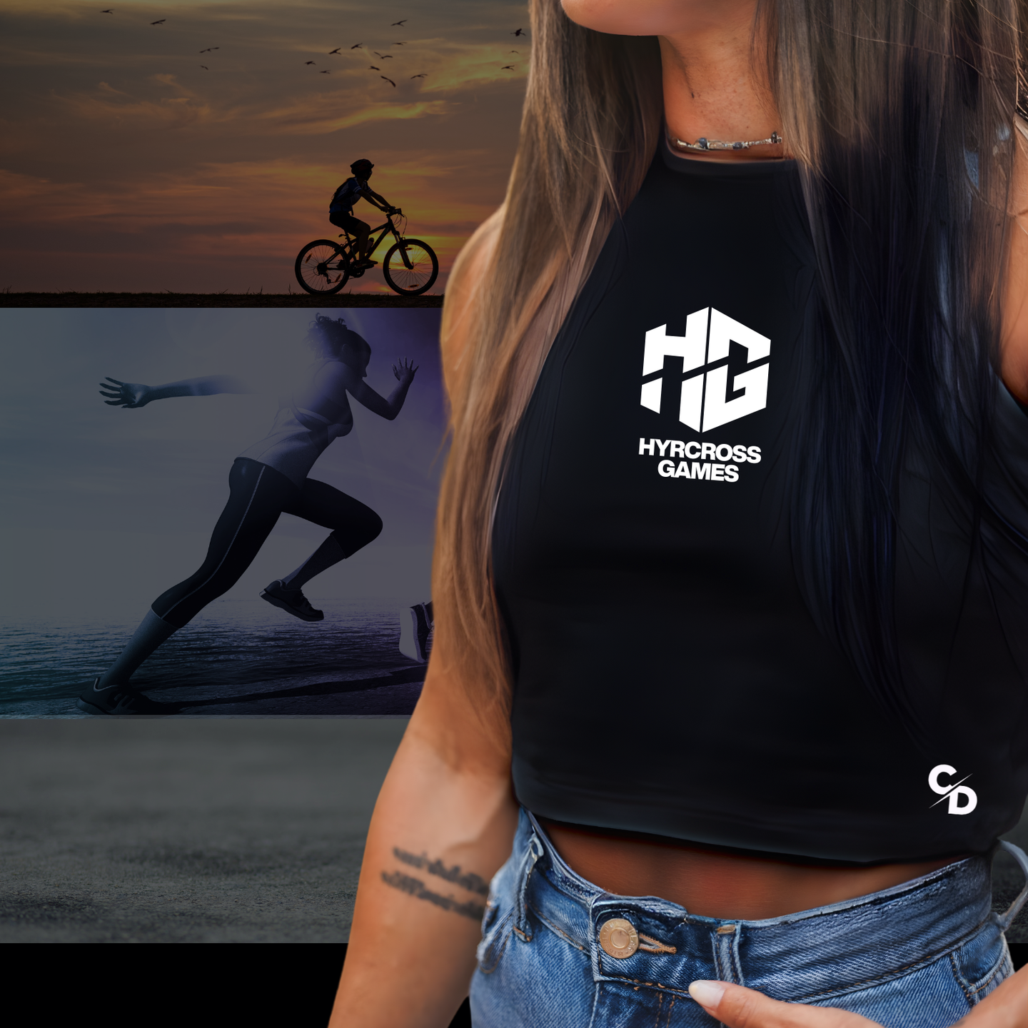 CROP TOP TIRANTES HYRCROSS NEGRO